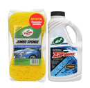 Pack Esponja Jumbo com Champô Auto com Cera Zip Wax 1L Turtle Wax