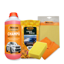 Paquete de Limpieza Exterior - Champú, Gamuza Sintética, Paño de Limpieza, Esponja, Ambientador y Toallitas para Vidrios