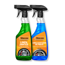 Paquete de limpieza exterior: abrillantador de neumáticos 500 ml, limpiador de ruedas 500 ml