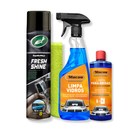 Pack Limpieza: Limpiacristales 500 ml + Limpiaparabrisas Concentrado 150 ml + Fresh Shine (Limpiador de Salpicaderos) 600 ml + Paño de Microfibra