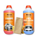 Pack Limpieza Exterior - Champú 1 litro, Limpiaparabrisas 1 litro, Gamuza Sintética y Esponja Coche