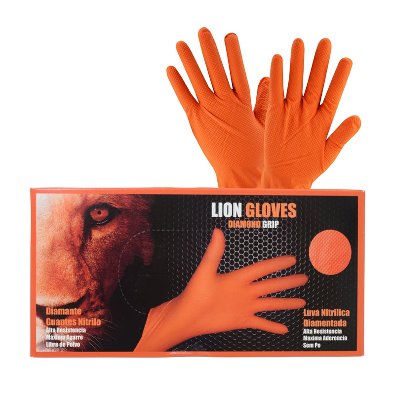 Guantes de Nitrilo Diamante Naranja Talla L (Caja 50 unidades)