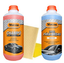 Pack Limpieza Exterior - Champú 1 litro, Limpiaparabrisas 1 litro, Gamuza Sintética y Esponja Coche