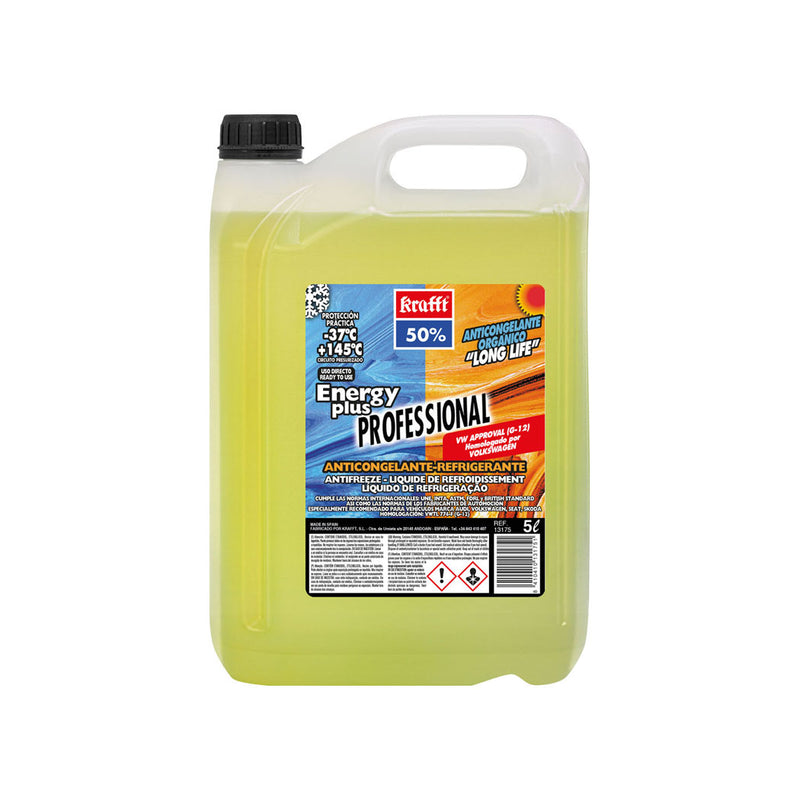 Anticongelante Refrigerante “Long Life” G12 -37°C 50% Orgânico Amarelo 5 litros Krafft